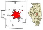 Macon County Illinois Incorporated and Unincorporated areas Decatur Highlighted